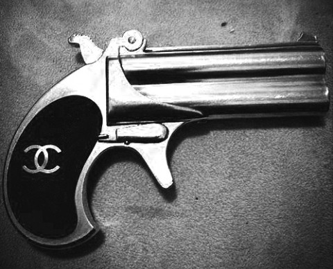 coco chanel gun bw