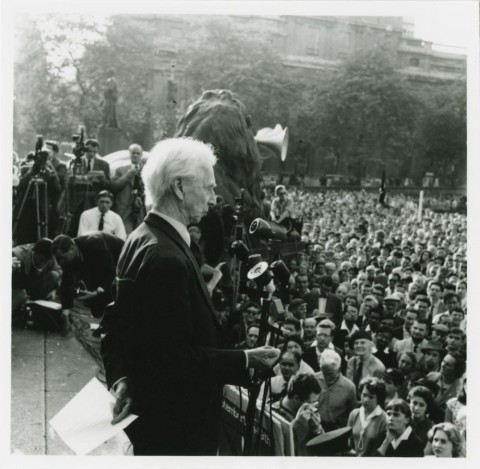 bertrand russell at podium