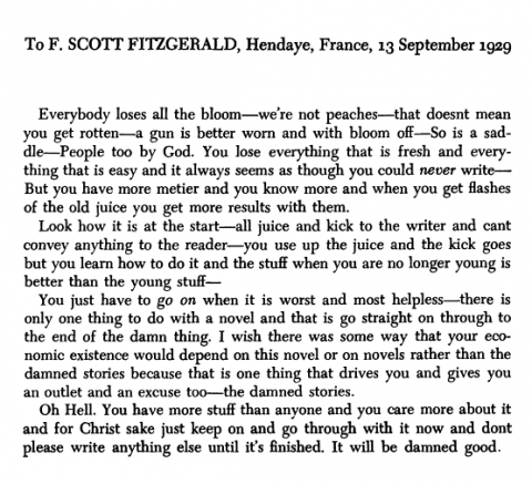 letter from hemingway to fitzgerald